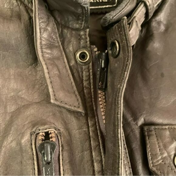 Steinmark brown vintage Leather biker jacket size 40 - Picture 10 of 12